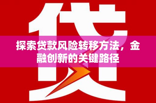 汉台探索贷款风险转移方法，金融创新的关键路径